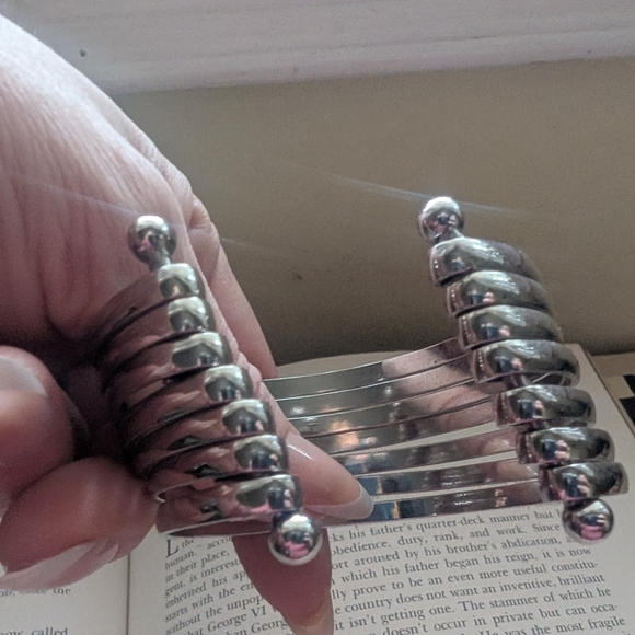 Silver Bangle Bracelet Set - Picture 6 of 11